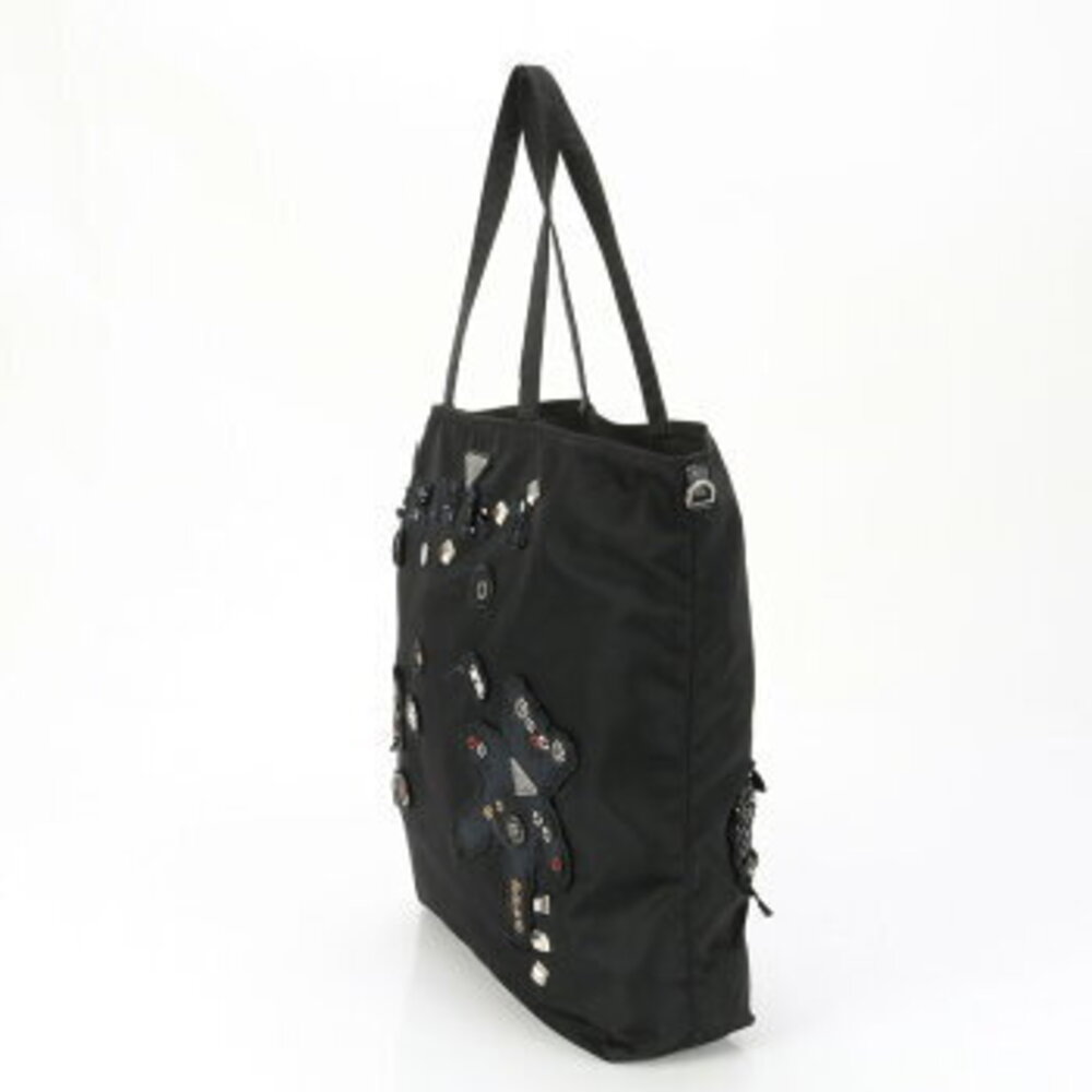 Prada Tessuto tote bag triangle logo beaded rhinestones ERE - Picture 3 of 14